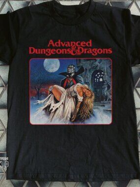Vintage Fantasy RPG Vampire Graphic Tee - Retro 80s Gothic Style Cotton T-shirt